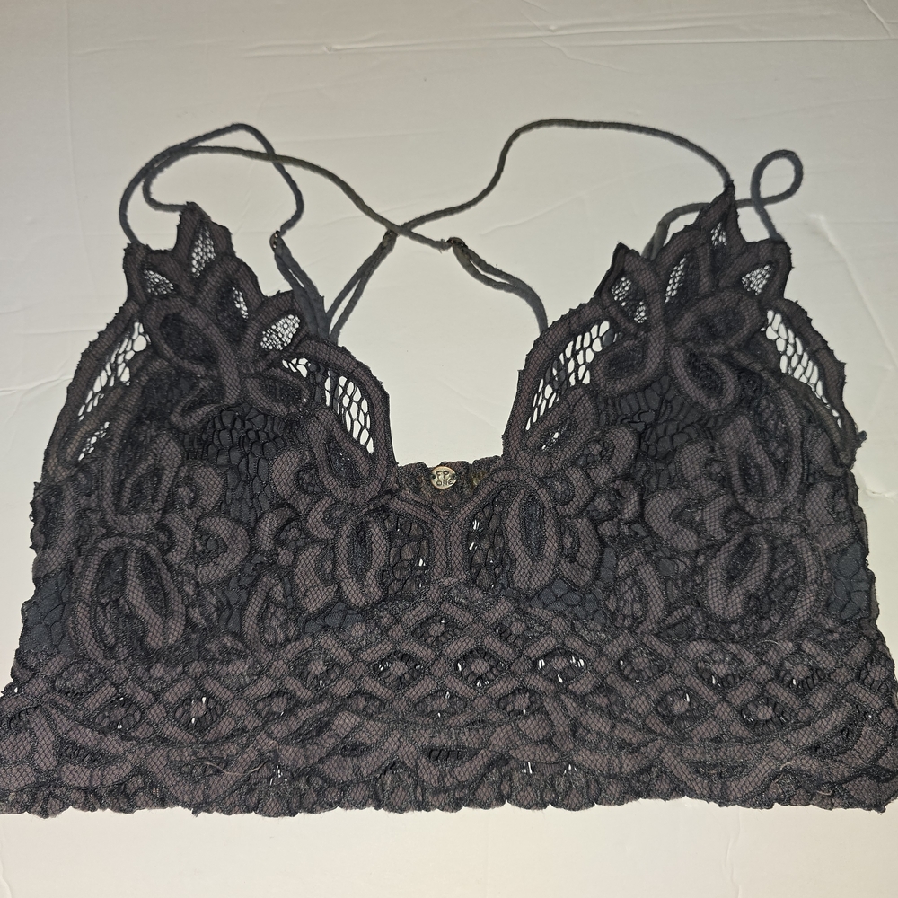 Free People Intricate Lace Bralette Black